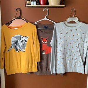 Set of 3 Animal Sweaters